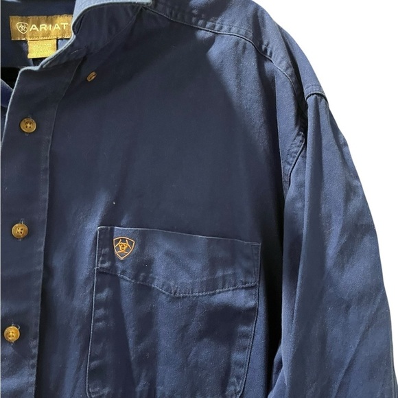 Ariat 100% Cotton Men's Size XXL Long Sleeve Blue Button Down Collared Shirt - Picture 3 of 6